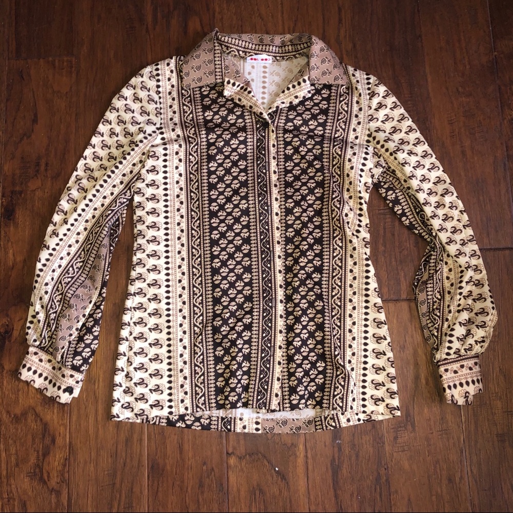Vintage Button Down Blouse 70s or 80s